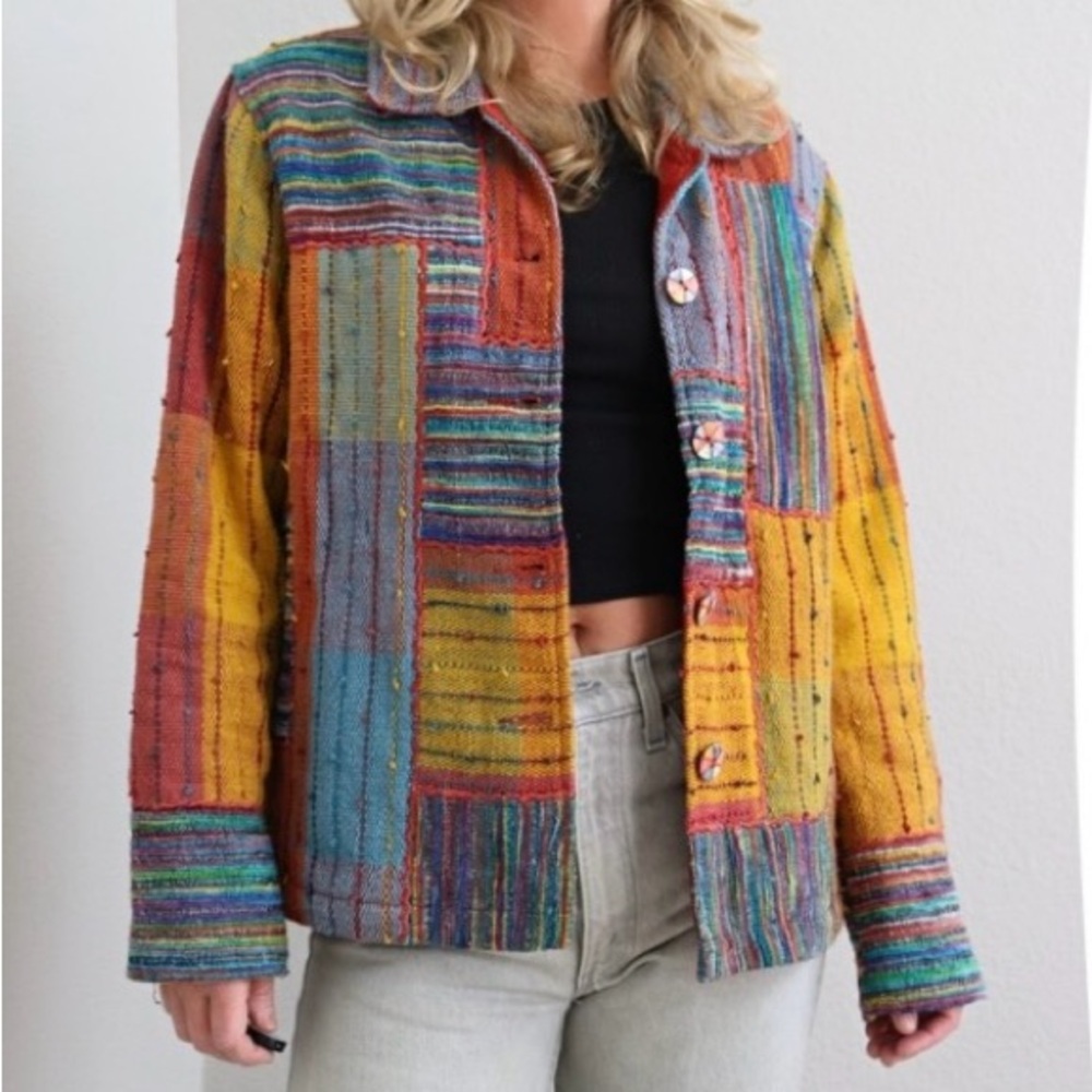 Travelsmith Jacket Boho Artsy Patchwork Plaid Col… - image 9